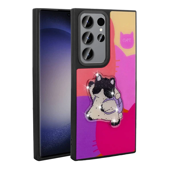 Zore Galaxy ile uyumlu S23 Ultra Kılıf Parlayan Kabartmalı İkonik Figürlü Amas Silikon Kapak - 9