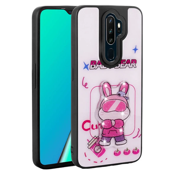 Zore Oppo ile uyumlu A5 2020 Kılıf Parlayan Kabartmalı İkonik Figürlü Amas Silikon Kapak - 8