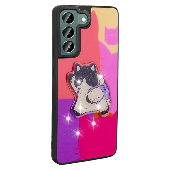 Zore Galaxy ile uyumlu S21 FE Kılıf Parlayan Kabartmalı İkonik Figürlü Amas Silikon Kapak - 7