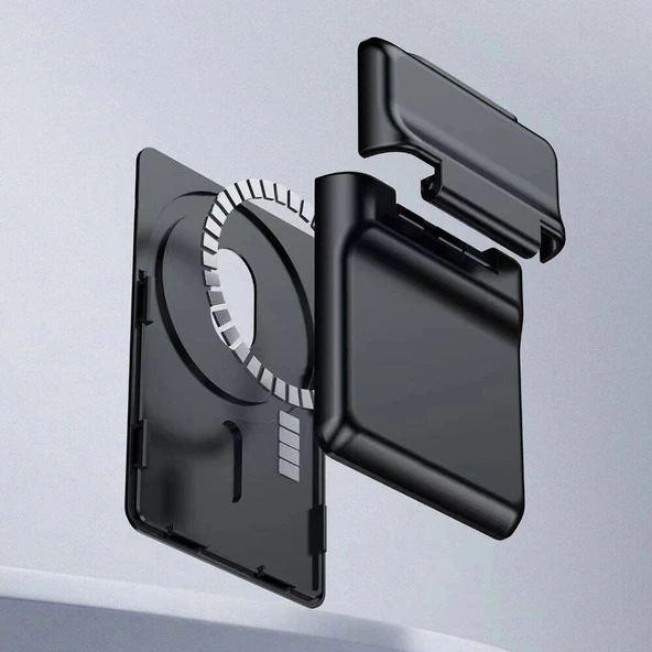 Zore CRD-05 Sade Tasarımlı 2 Hazneli PU Magnetik Standlı Kartlık - 5