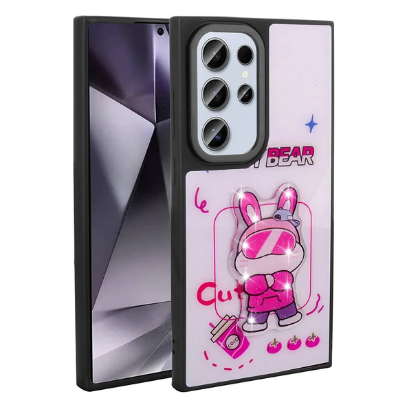 Zore Galaxy ile uyumlu S24 Ultra Kılıf Parlayan Kabartmalı İkonik Figürlü Amas Silikon Kapak - 8