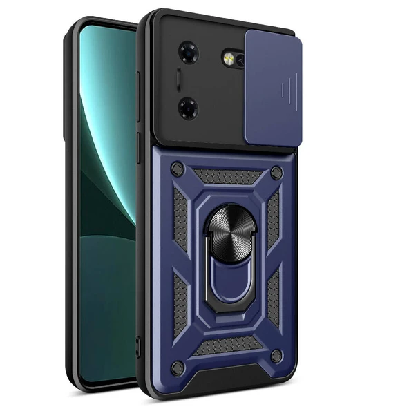 Zore Tecno ile uyumlu Pova 5 Kılıf Magnetik Standlı Kamera Korumalı Sürgülü Vega Kapak - 9