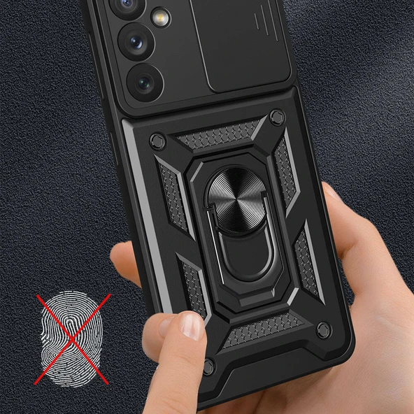 Zore Galaxy ile uyumlu A34 Kılıf Magnetik Standlı Kamera Korumalı Sürgülü Vega Kapak - 5
