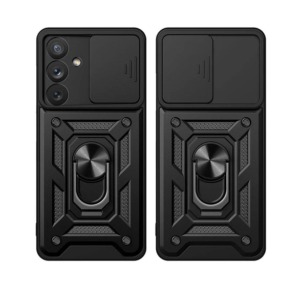 Zore Galaxy ile uyumlu A54 Kılıf Magnetik Standlı Kamera Korumalı Sürgülü Vega Kapak - 9