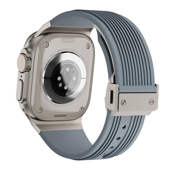 Zore Apple ile uyumlu Watch 7 45mm KRD-113 Spor Görünümlü Silikon Kordon - 4
