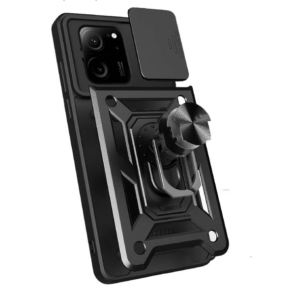 Zore Xiaomi ile uyumlu Mi 13T Kılıf Magnetik Standlı Kamera Korumalı Sürgülü Vega Kapak - 8