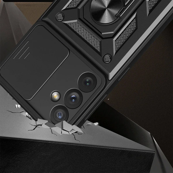 Zore Galaxy ile uyumlu A34 Kılıf Magnetik Standlı Kamera Korumalı Sürgülü Vega Kapak - 2