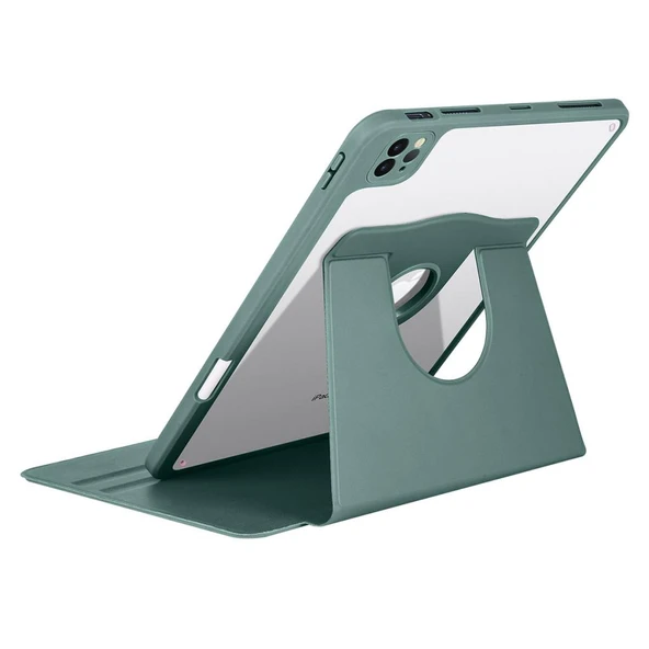 Zore Apple ile uyumlu iPad Air 11 2024 Kılıf Termik Kalem Bölmeli Dönebilen Standlı Kılıf - Resim 7