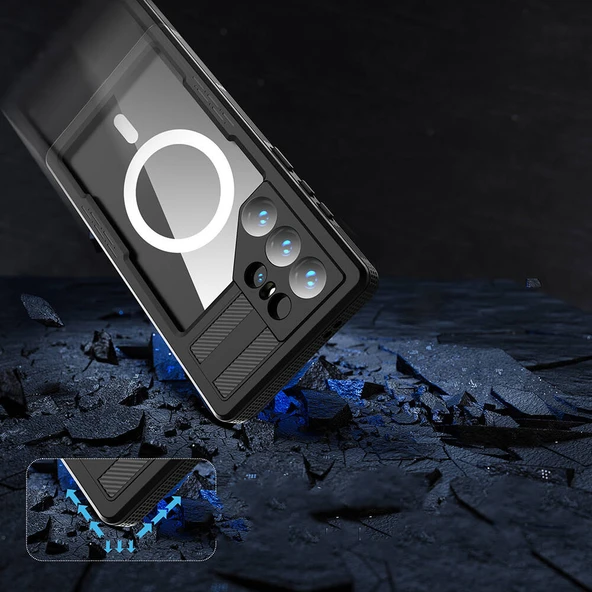 Zore Galaxy ile uyumlu S24 Ultra Kılıf M-safe Şarj Özellikli 1-1 Su Geçirmez Kılıf - 5
