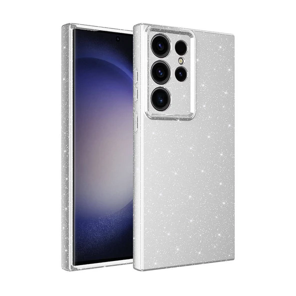 Zore Galaxy ile uyumlu S24 Ultra Kılıf Kamera Korumalı Simli Lüks Koton Kapak ürün görseli