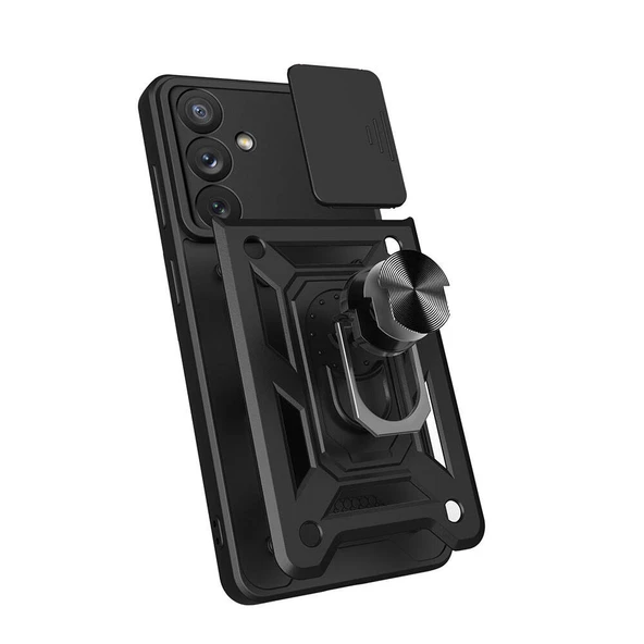 Zore Galaxy ile uyumlu A54 Kılıf Magnetik Standlı Kamera Korumalı Sürgülü Vega Kapak - 8