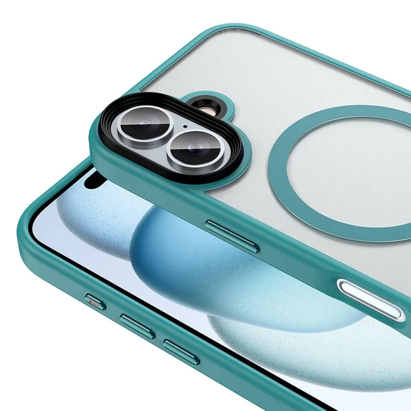 Zore Apple ile uyumlu iPhone 16 Plus Kılıf Mat Arka Yüzey Wireless Şarj Özellikli Flet M-safe Kapak - Resim 9