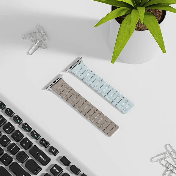Zore Apple ile uyumlu Watch 42mm KRD-111 Çizgili Desenli Silikon Kordon - 5
