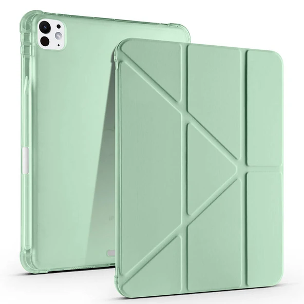 Zore Apple ile uyumlu iPad Pro 11 2024 Kılıf Tri Folding Kalem Bölmeli Standlı Kılıf - 12