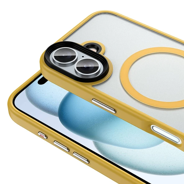 Zore Apple ile uyumlu iPhone 16 Plus Kılıf Mat Arka Yüzey Wireless Şarj Özellikli Flet M-safe Kapak - Resim 7