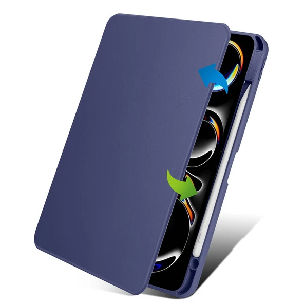 Zore Apple ile uyumlu iPad Pro 11 2024 Kılıf Termik Kalem Bölmeli Dönebilen Standlı Kılıf - Resim 4