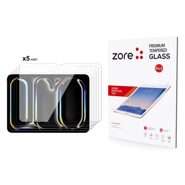 Zore Apple ile uyumlu iPad 11 Pro 2024 5in1 Tablet Temperli Cam Ekran Koruyucu - Resim 2