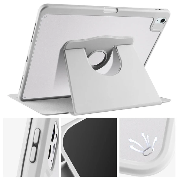Zore Apple ile uyumlu iPad Pro 12.9 2022 M2 Kılıf Termik Kalem Bölmeli Dönebilen Standlı Kılıf - Resim 6