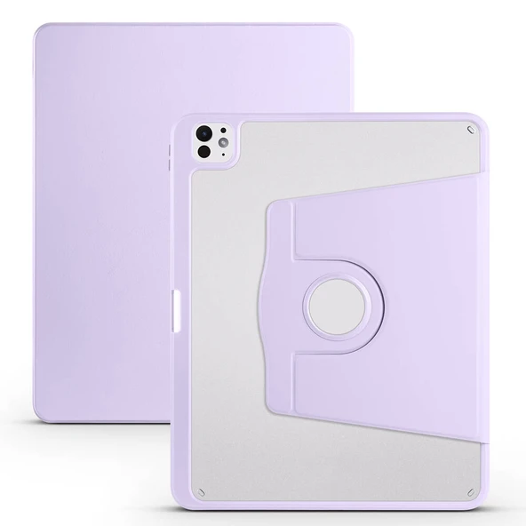 Zore Apple ile uyumlu iPad Pro 13 2024 Kılıf Termik Kalem Bölmeli Dönebilen Standlı Kılıf - Resim 10