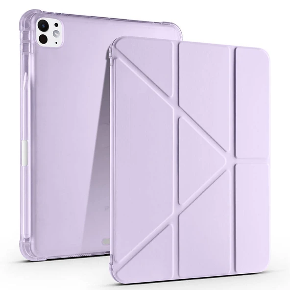 Zore Apple ile uyumlu iPad Pro 11 2024 Kılıf Tri Folding Kalem Bölmeli Standlı Kılıf - 10