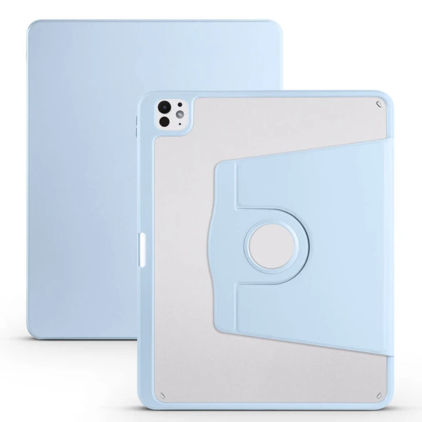 Zore Apple ile uyumlu iPad Pro 13 2024 Kılıf Termik Kalem Bölmeli Dönebilen Standlı Kılıf - Resim 12