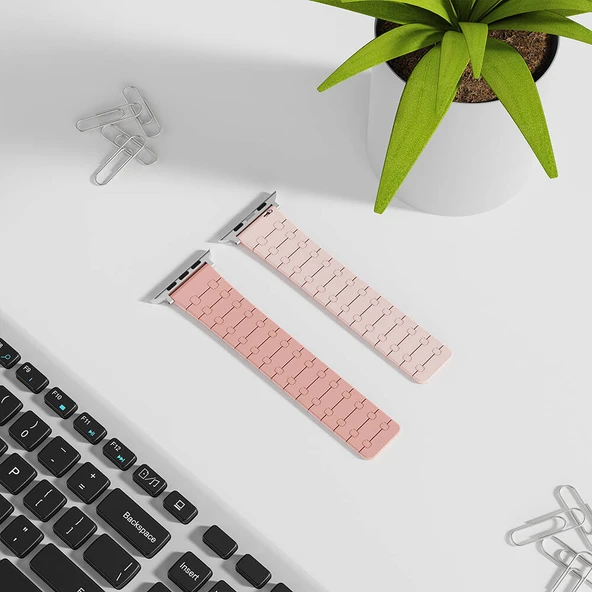 Zore Apple ile uyumlu Watch 42mm KRD-111 Çizgili Desenli Silikon Kordon - 4