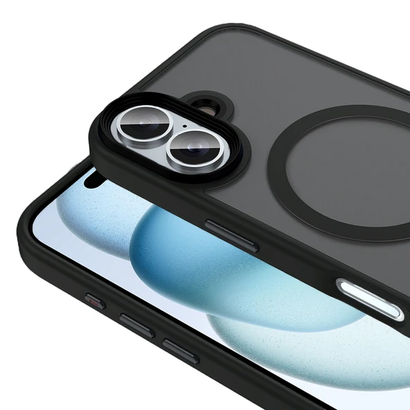 Zore Apple ile uyumlu iPhone 16 Plus Kılıf Mat Arka Yüzey Wireless Şarj Özellikli Flet M-safe Kapak - Resim 12