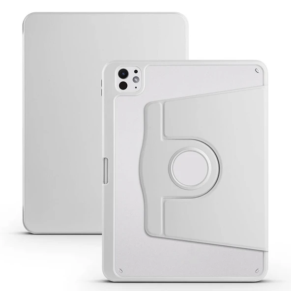 Zore Apple ile uyumlu iPad Pro 11 2024 Kılıf Termik Kalem Bölmeli Dönebilen Standlı Kılıf - Resim 12