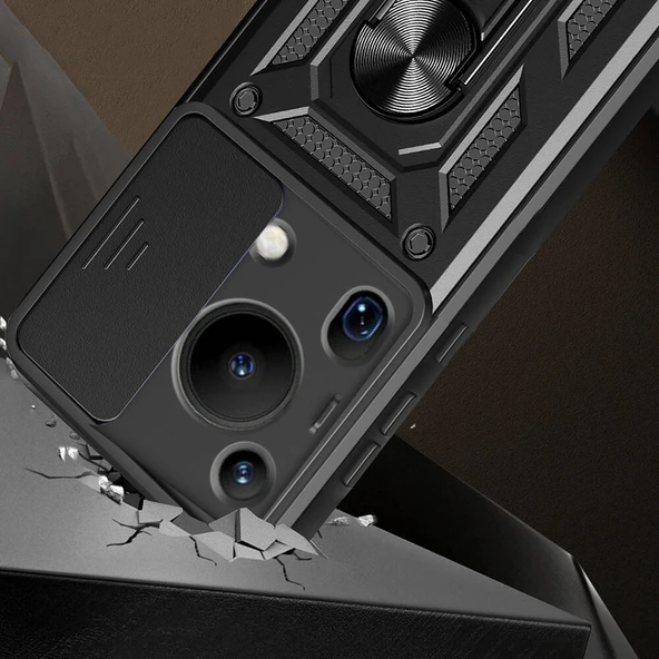 Zore Huawei ile uyumlu Pura 70 Ultra Kılıf Magnetik Standlı Kamera Korumalı Sürgülü Vega Kapak - 2