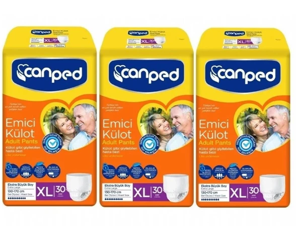 Canped Emici Külot Ekstra Büyük Boy XL 30'lu 3 Adet Hasta Bezi