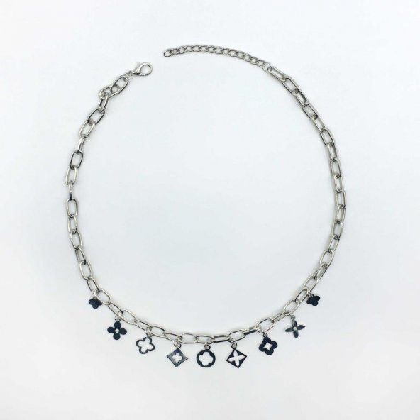 Charm Silver Zincirli Yonca Figürlü Şans Kolyesi - 3