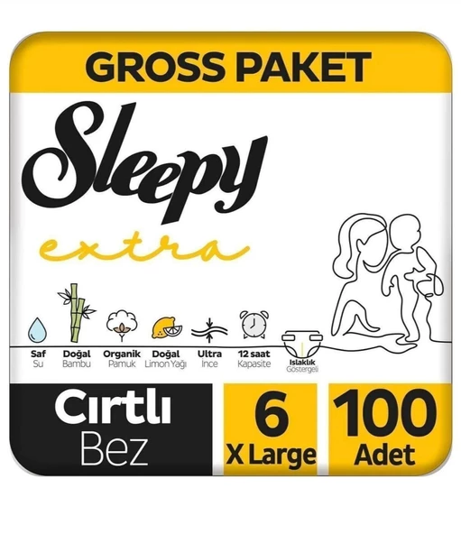 Sleepy Extra Günlük Aktivite 6 Numara XLarge 100'lü Bebek Bezi