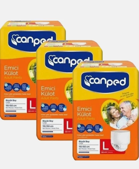 Canped Emici Külot Büyük Boy L 30'lu 3 Adet Hasta Bezi