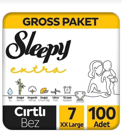Sleepy Extra Günlük Aktivite 7 Numara XX Large 100'lü Bebek Bezi