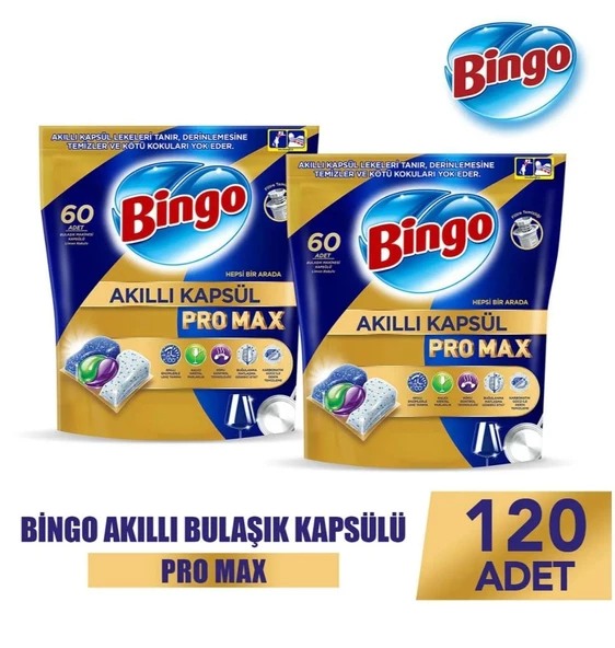 Bingo Akıllı Kapsül Pro Max Bulaşık Makinesi Tableti 60'lı 2 Adet