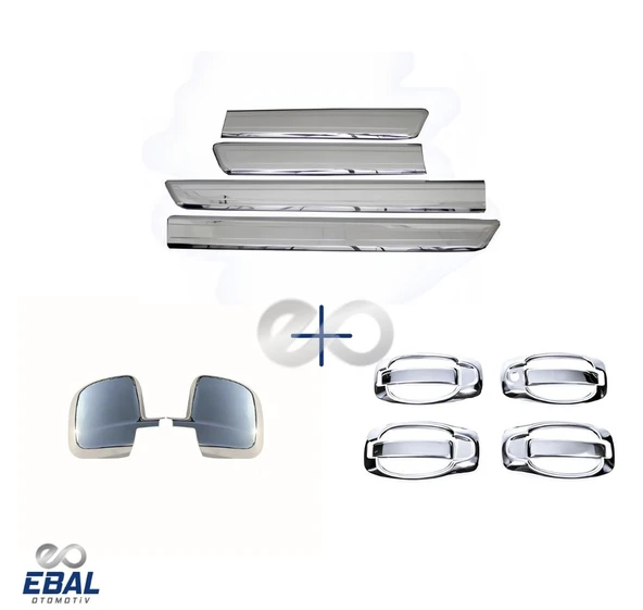 Fiat Fiorino 3'lü Krom Set Yan Kapı Çıtası+Kapı Kolu+ Ayna Kapağı Paslanmaz Çelik - Resim 3