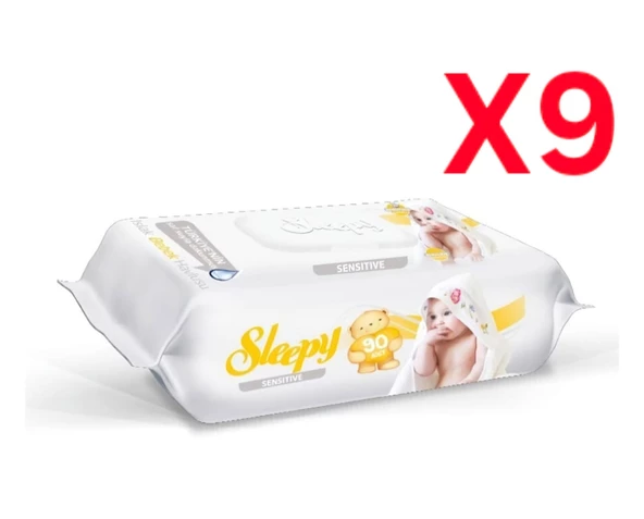 Sleepy Sensitive 90 Yaprak 9'lu Paket Islak Mendil