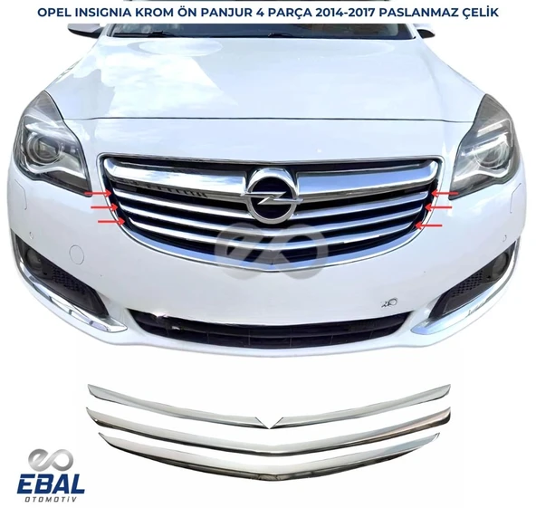 Opel İnsignia Krom Ön Panjur 4 Parça 2014-2017 Arası P.çelik ürün görseli 1