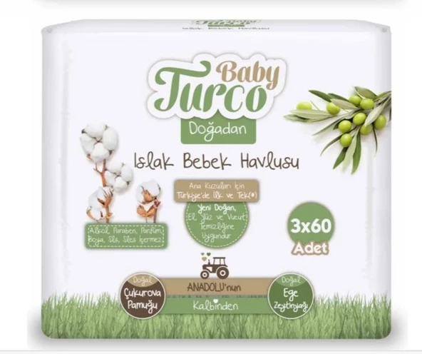 Baby Turco Doğadan 60 Yaprak 6'lı Paket Islak Mendil - Resim 4