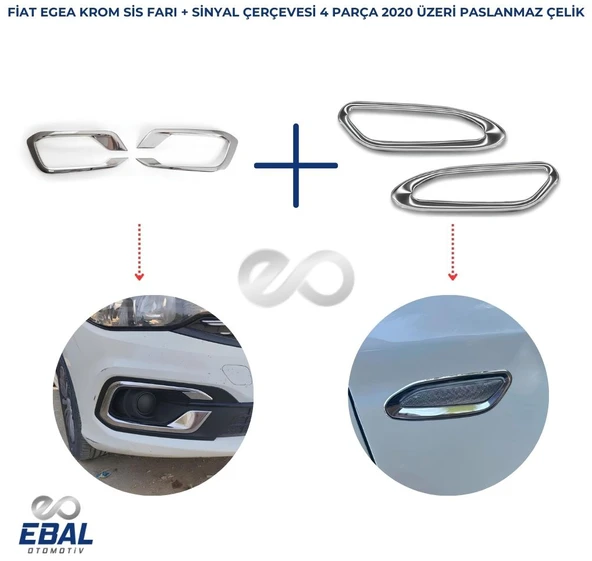 Fiat Egea Krom Sinyal Çerçevesi + Sis Çerçevesi 2020 Ve Üzeri P.Çelik ürün görseli 1