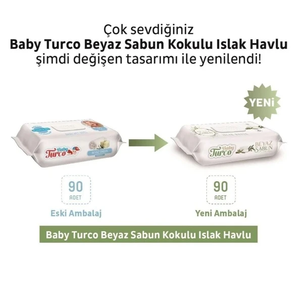 Baby Turco Beyaz Sabun Kokulu 90 Yaprak 18'li Paket Islak Mendil - Resim 2