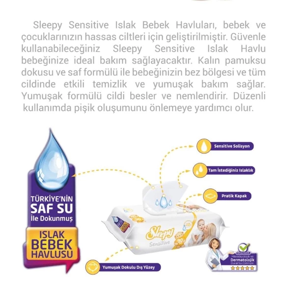 Sleepy Sensitive 90 Yaprak 4'lü Paket Islak Mendil - 4