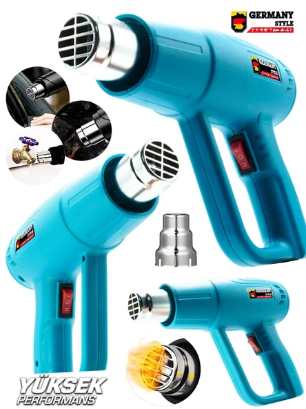 Germany Style Alman PRO-4200 Darbeye Dayanıklı Bakır Sargı 2 Kademeli Sıcak Hava Isı Tabancası - 2