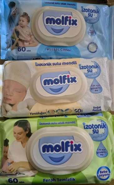 Molfix İzotonik Sulu Yenidoğan 50 Yaprak 12'li Paket Islak Mendil - 7