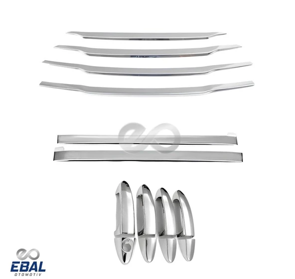 Ford Courier  3'LÜ  KROM SET (Kapı kolu+ön panjur+sürgü nikelaji) 2014-2018 Arası Uyumlu P.Çelik - Resim 2