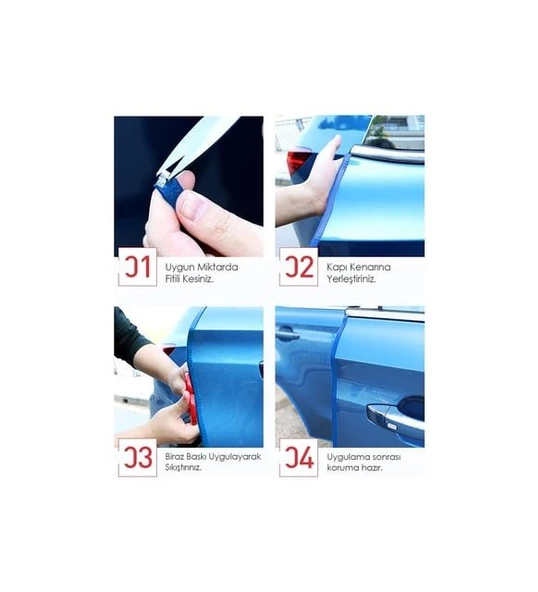 Oto Araç Kapı Koruma Fitili 5metre Parlak Siyah Renk Çarpma Çizilme Önleyici Fitil - 2