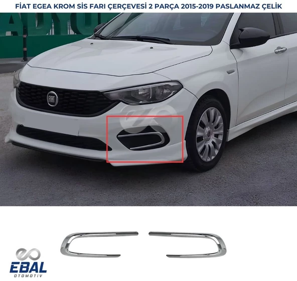 Fiat Egea Krom Sis Farı Çerçevesi 2015-2019 Paslanmaz Çelik