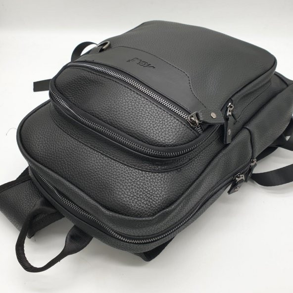 Emitasyon Deri Leptop Bölmeli Sırt Çantası - 7