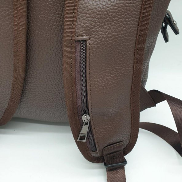 Emitasyon Deri Leptop Bölmeli Sırt Çantası - 10