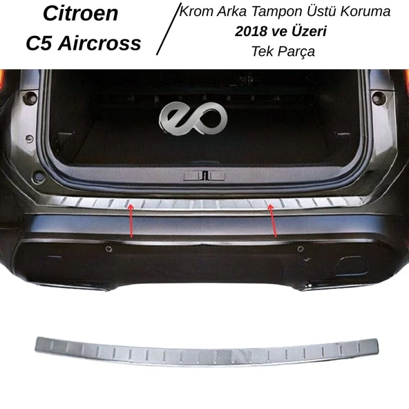 Citroen C5 Aircross Krom Arka Tampon Üstü Koruma 2018> Paslanmaz Çelik - 2
